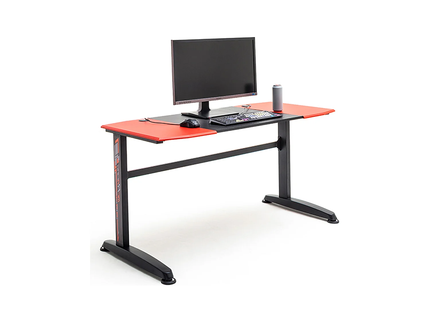 Bureau d'ordinateur / Table de jeu coloris noir et rouge - Longueur 140 x Hauteur 72 x Profondeur 65 cm