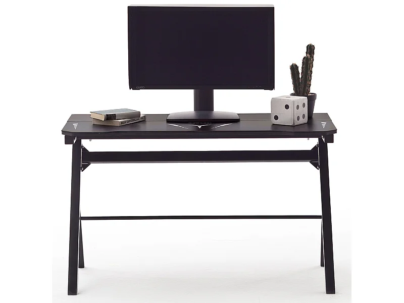 Bureau d'ordinateur / table de jeu coloris noir en métal + LED - Longueur 120 x Hauteur 73 x Profondeur 60 cm