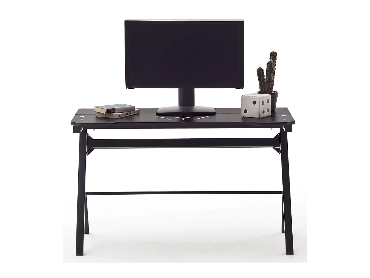 Bureau d'ordinateur / table de jeu coloris noir en métal + LED - Longueur 120 x Hauteur 73 x Profondeur 60 cm