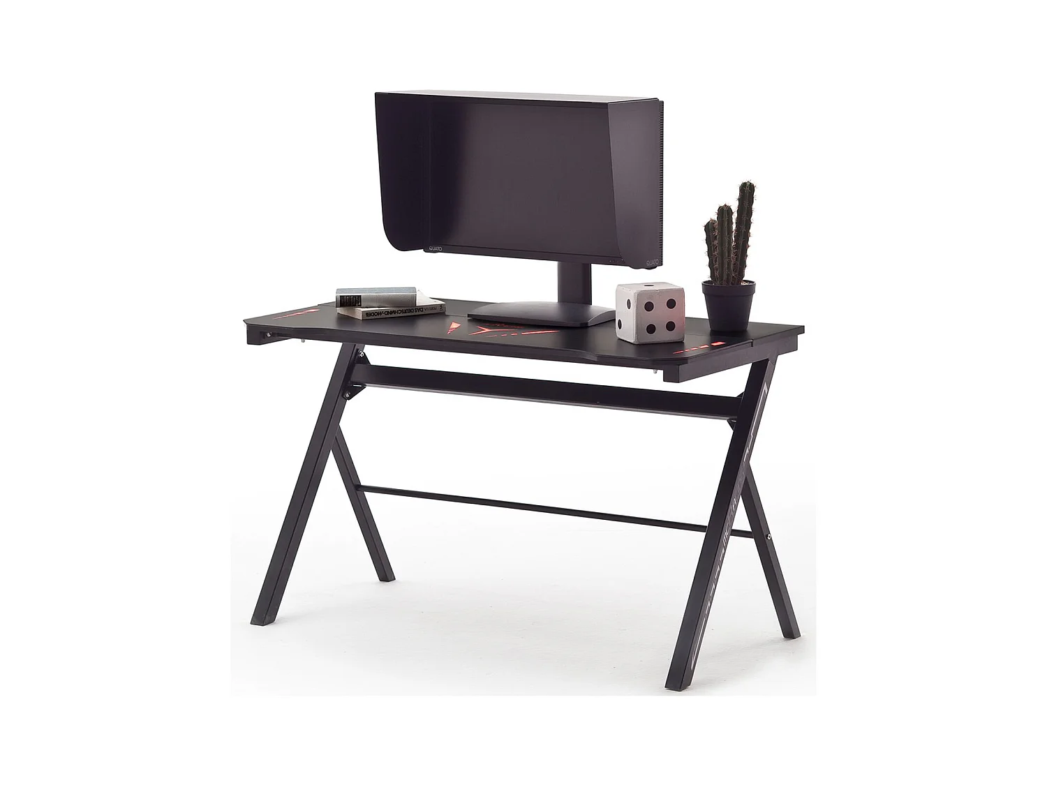 Bureau d'ordinateur / table de jeu coloris noir en métal + LED - Longueur 120 x Hauteur 73 x Profondeur 60 cm