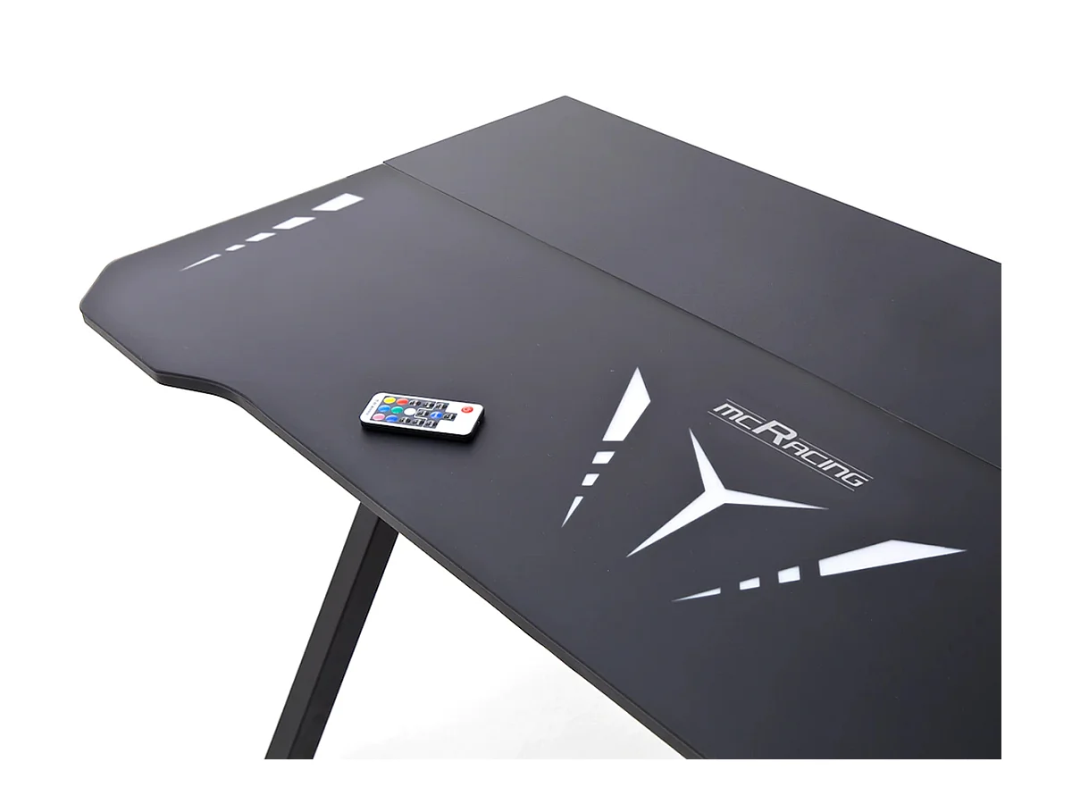 Bureau d'ordinateur / table de jeu coloris noir en métal + LED - Longueur 120 x Hauteur 73 x Profondeur 60 cm
