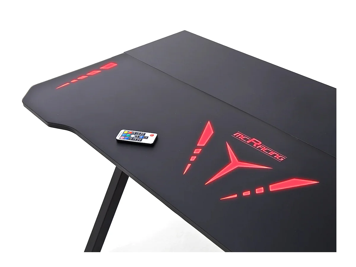 Bureau d'ordinateur / table de jeu coloris noir en métal + LED - Longueur 120 x Hauteur 73 x Profondeur 60 cm
