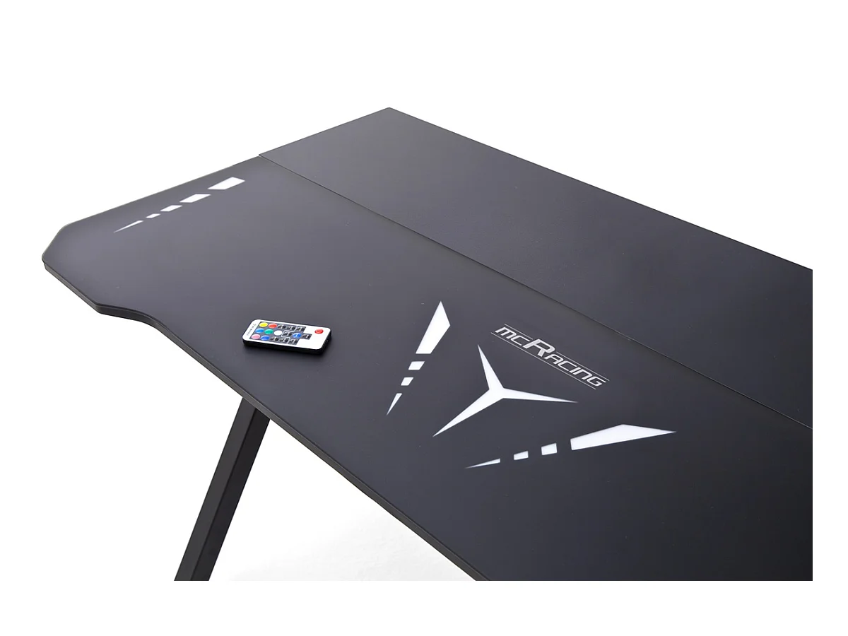 Bureau d'ordinateur / table de jeu en métal coloris noir + LED - Longueur 120 x Hauteur 73 x Profondeur 60 cm