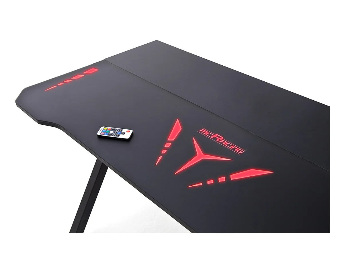 Bureau d'ordinateur / table de jeu en métal coloris noir + LED - Longueur 120 x Hauteur 73 x Profondeur 60 cm