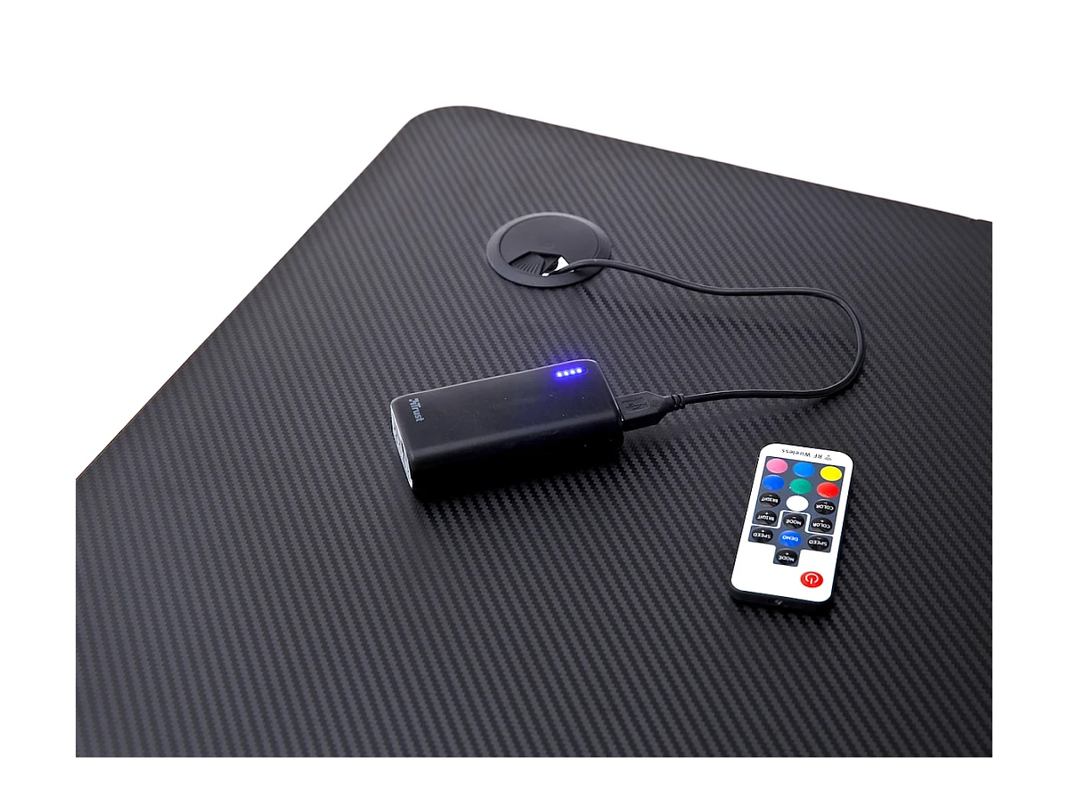 Bureau d'ordinateur avec LED et couvercle coloris noir - Longueur 120 x Hauteur 73 x Profondeur 60 cm