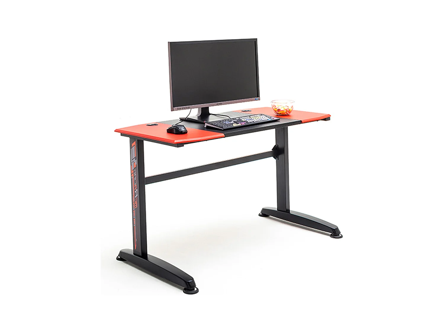 Bureau d'ordinateur / Table de jeu coloris noir et rouge - Longueur 120 x Hauteur 72 x Profondeur 60 cm