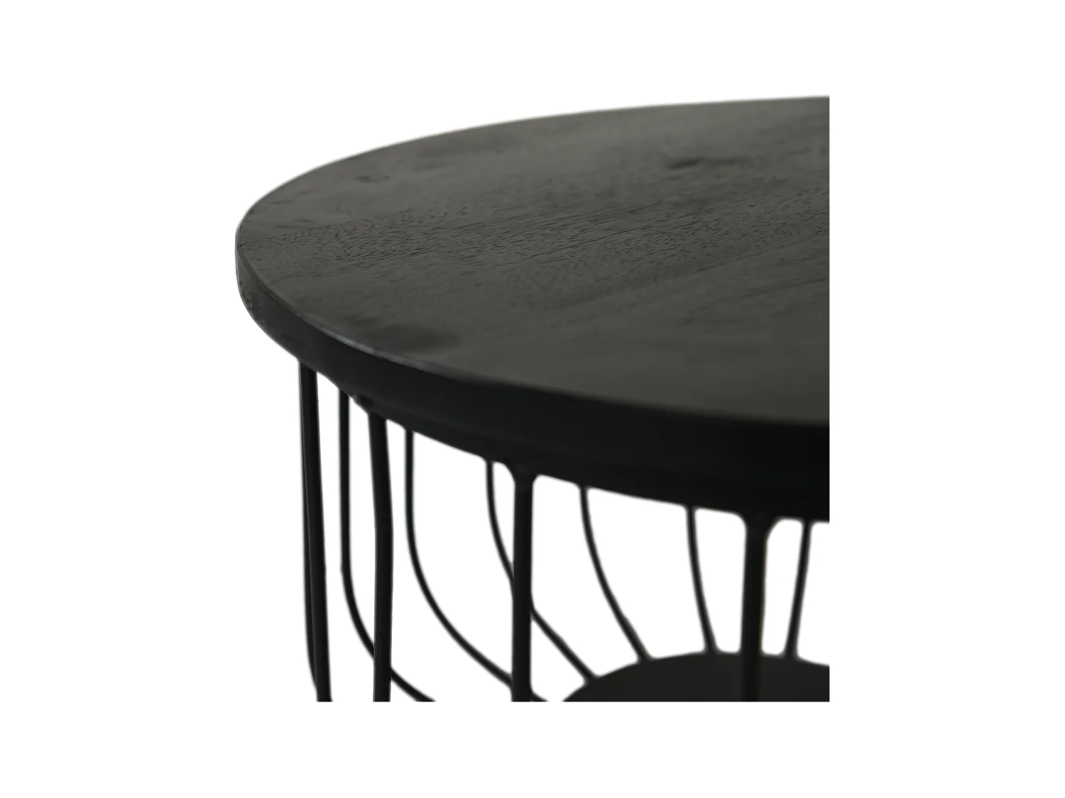 Maden - Set de 2 tables basses - Bois de manguier/fer - Noir - ø60x33/ø45x30cm