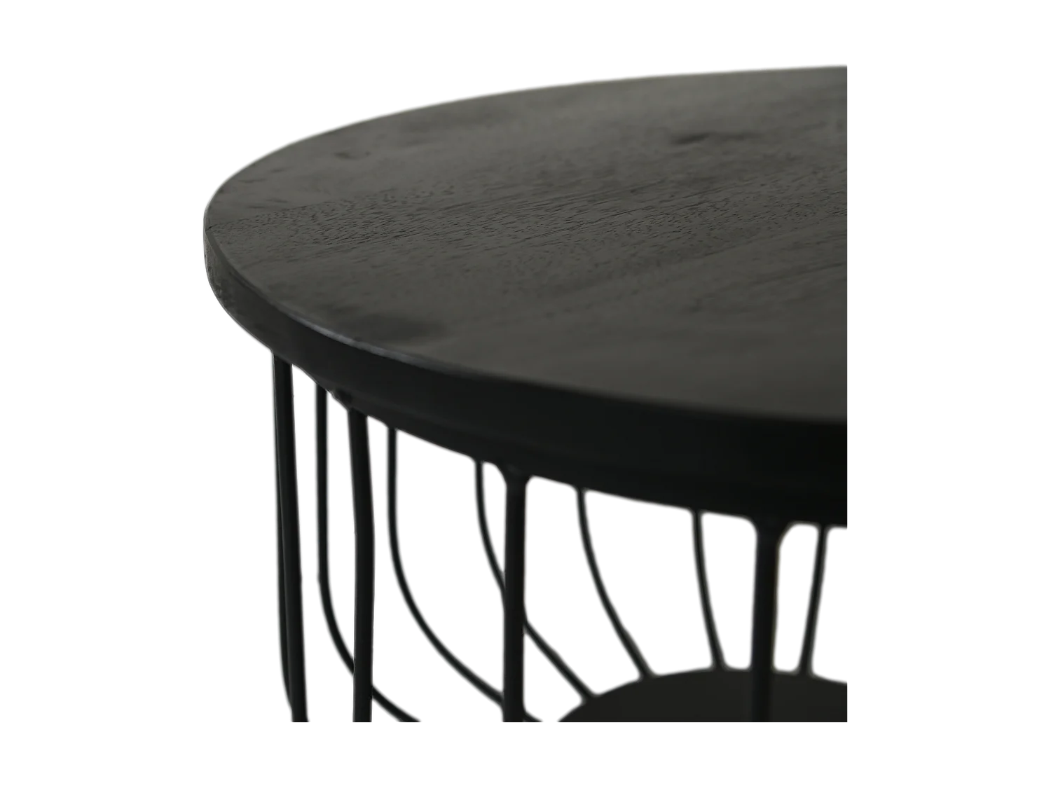 Maden - Set de 2 tables basses - Bois de manguier/fer - Noir - ø60x33/ø45x30cm