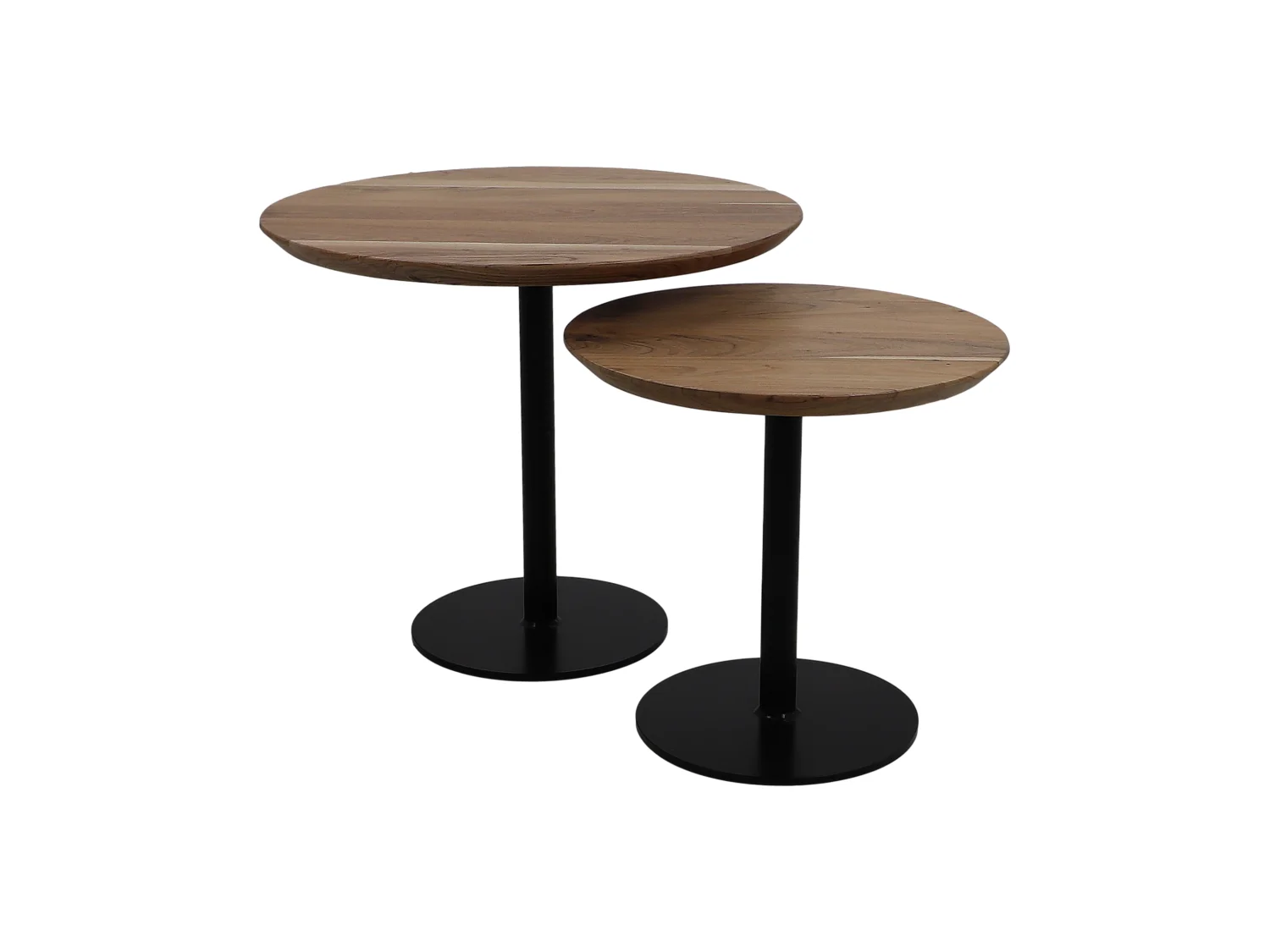 Ensemble de 2 tables rondes Zurich - Acacia-fer ø60*50+ø45*42