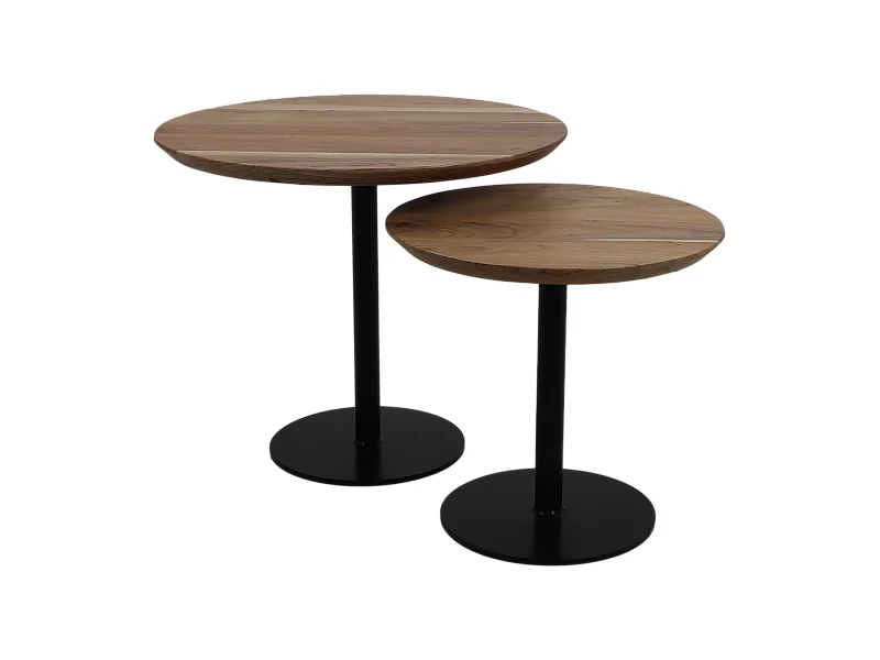 Ensemble de 2 tables rondes Zurich - Acacia-fer ø60*50+ø45*42