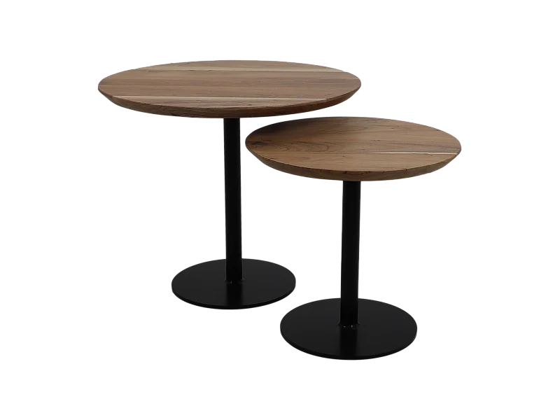 Ensemble de 2 tables rondes Zurich - Acacia-fer ø60*50+ø45*42