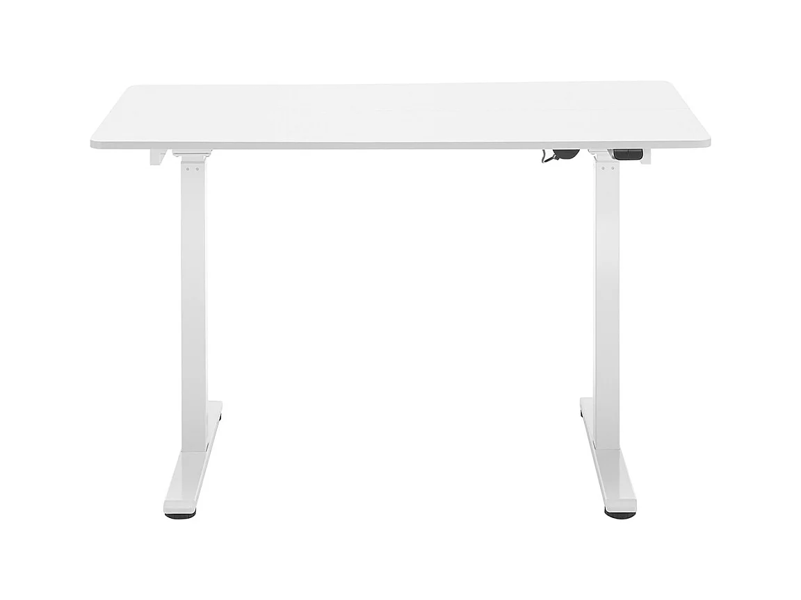 Bureau, meuble du bureau réglable en hauteur en bois et métal blanc - longueur 120 x hauteur 72-122 x profondeur 60 cm