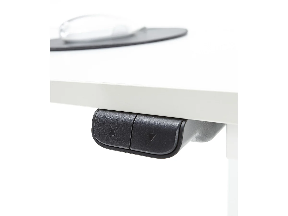 Bureau, meuble du bureau réglable en hauteur en bois et métal blanc - longueur 120 x hauteur 72-122 x profondeur 60 cm