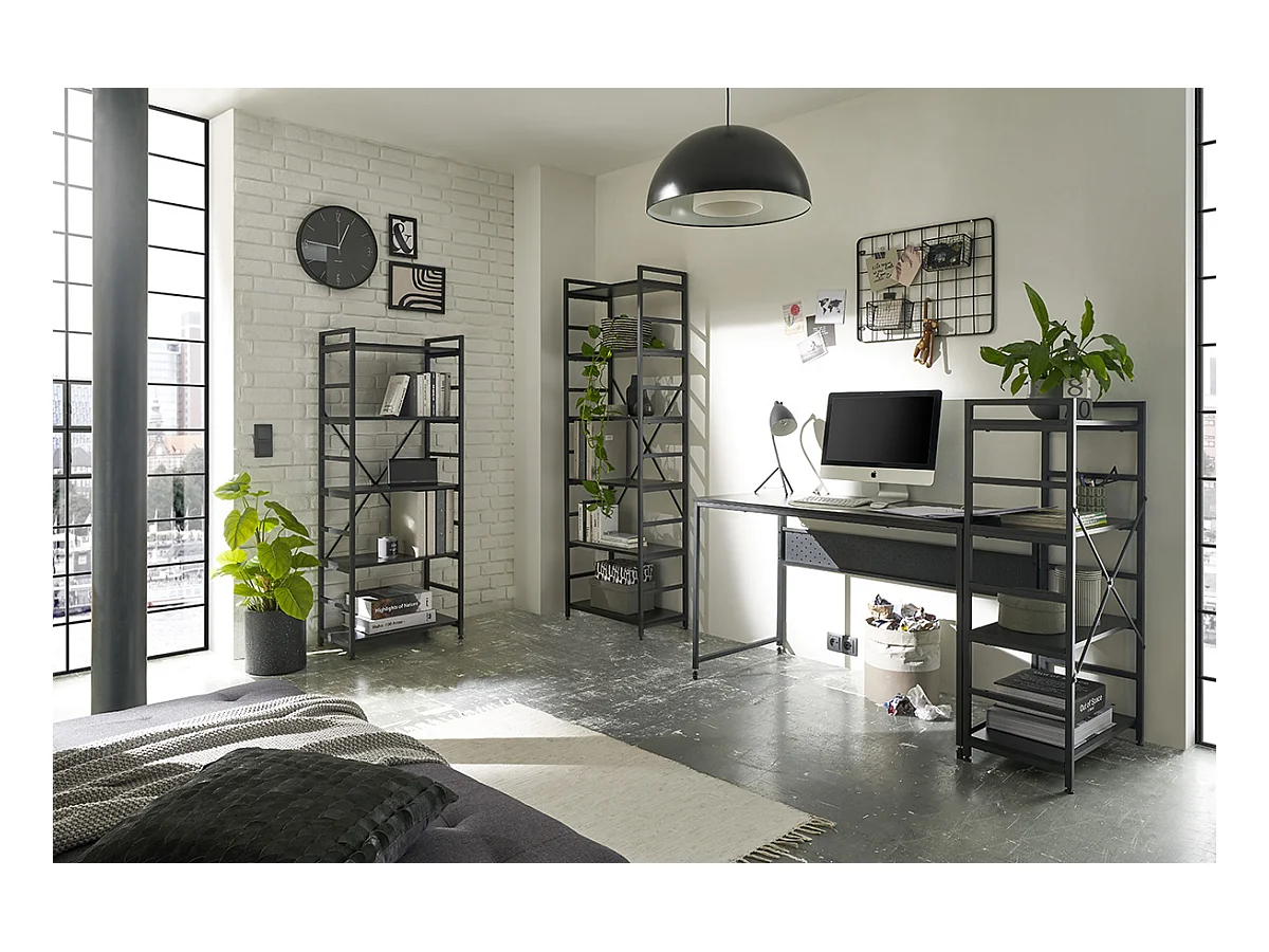 Table de bureau / pieds en métal coloris noir - Longueur 120 x Hauteur 74 x Profondeur 60 cm