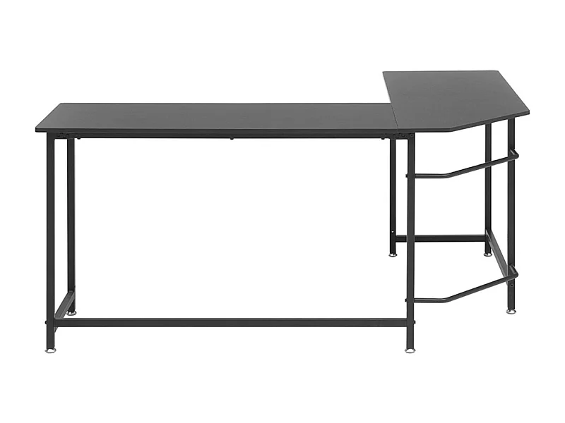 Bureau d'angle, table de bureau coloris noir - Longueur 168 x Hauteur 76 x Profondeur 129 cm