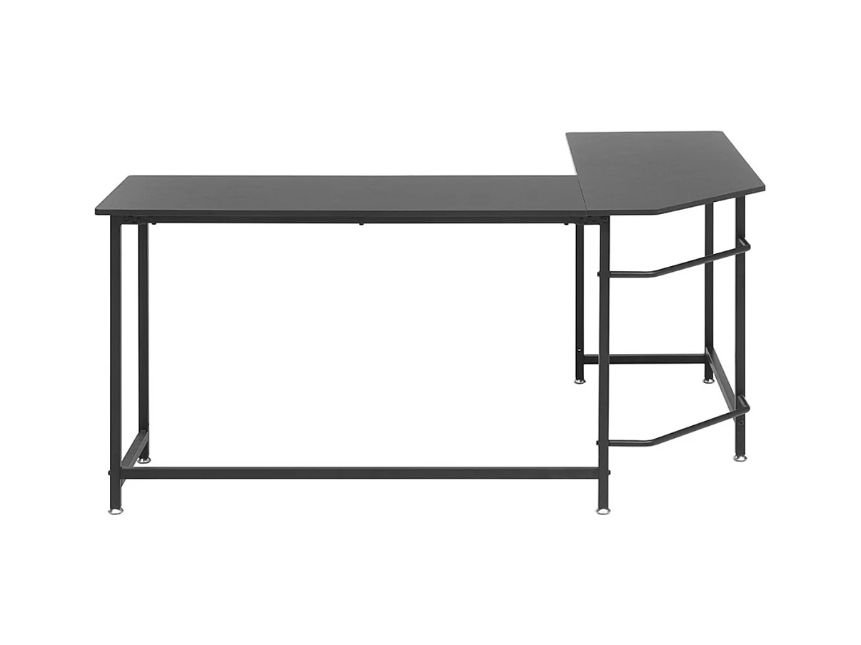 Bureau d'angle, table de bureau coloris noir - Longueur 168 x Hauteur 76 x Profondeur 129 cm