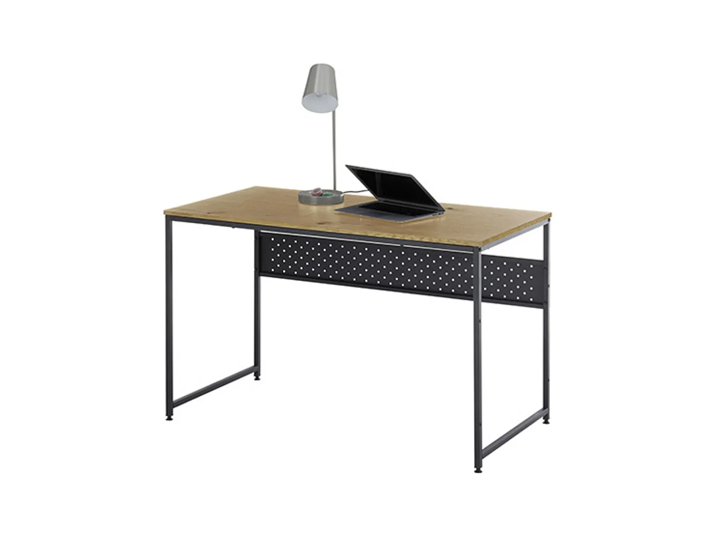 Table de bureau coloris chêne sauvage / Pieds en métal noir -Longueur 120 x Hauteur 74 x Profondeur 60 cm