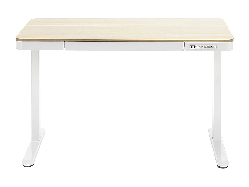 Bureau, meuble du bureau réglable en hauteur en bois et métal coloris blanc - longueur 120 x hauteur 72-122 x profondeur 60 cm