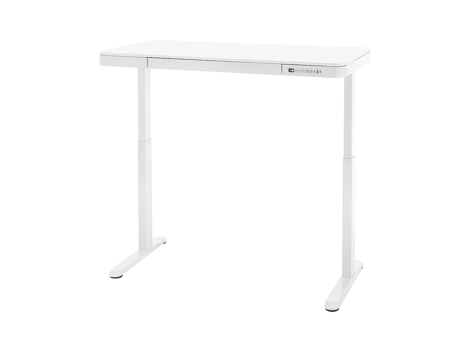 Bureau, meuble du bureau réglable en hauteur en bois et métal coloris blanc - longueur 120 x hauteur 72-122 x profondeur 60 cm