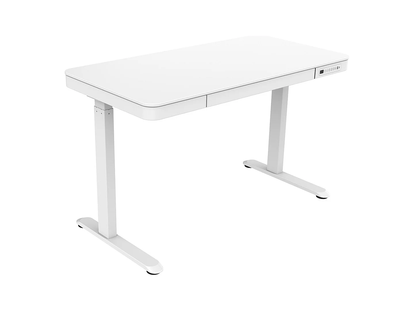 Bureau, meuble du bureau réglable en hauteur en bois et métal coloris blanc - longueur 120 x hauteur 72-122 x profondeur 60 cm