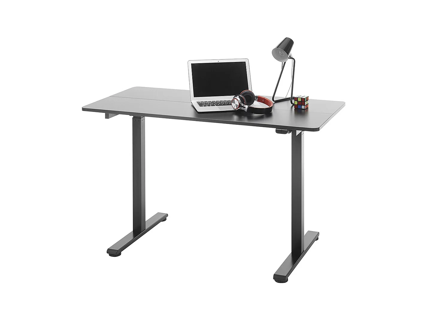 Bureau, meuble du bureau réglable en hauteur en bois et métal noir - longueur 120 x hauteur 72-122 x profondeur 60 cm