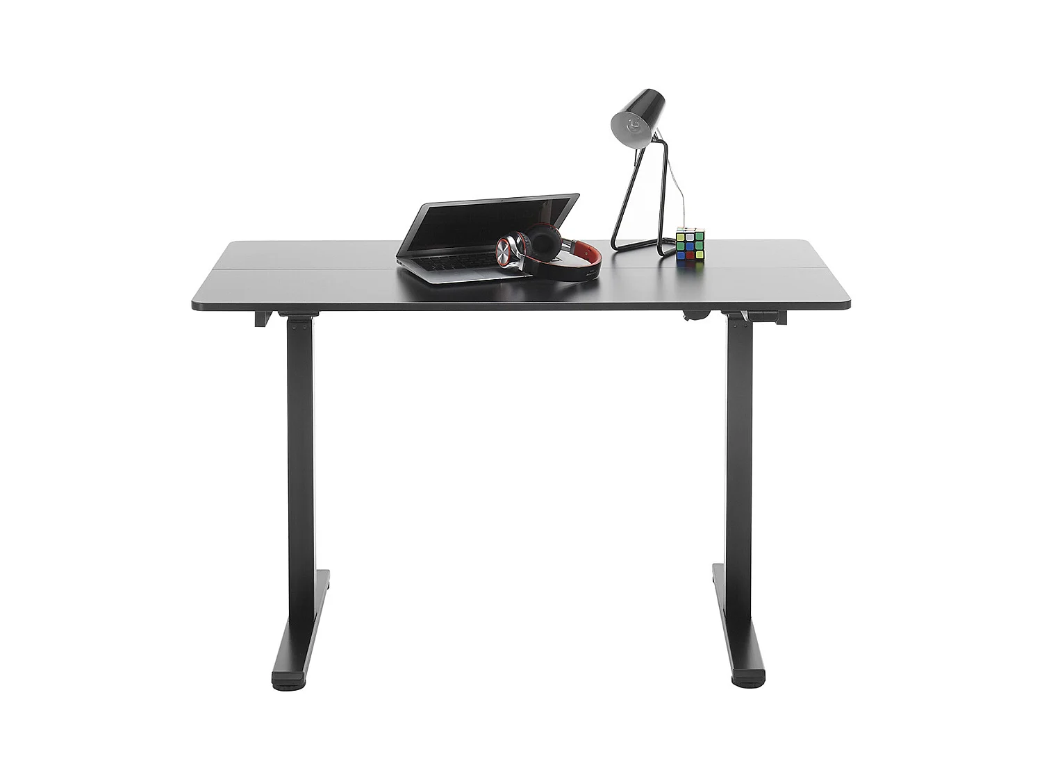 Bureau, meuble du bureau réglable en hauteur en bois et métal noir - longueur 120 x hauteur 72-122 x profondeur 60 cm