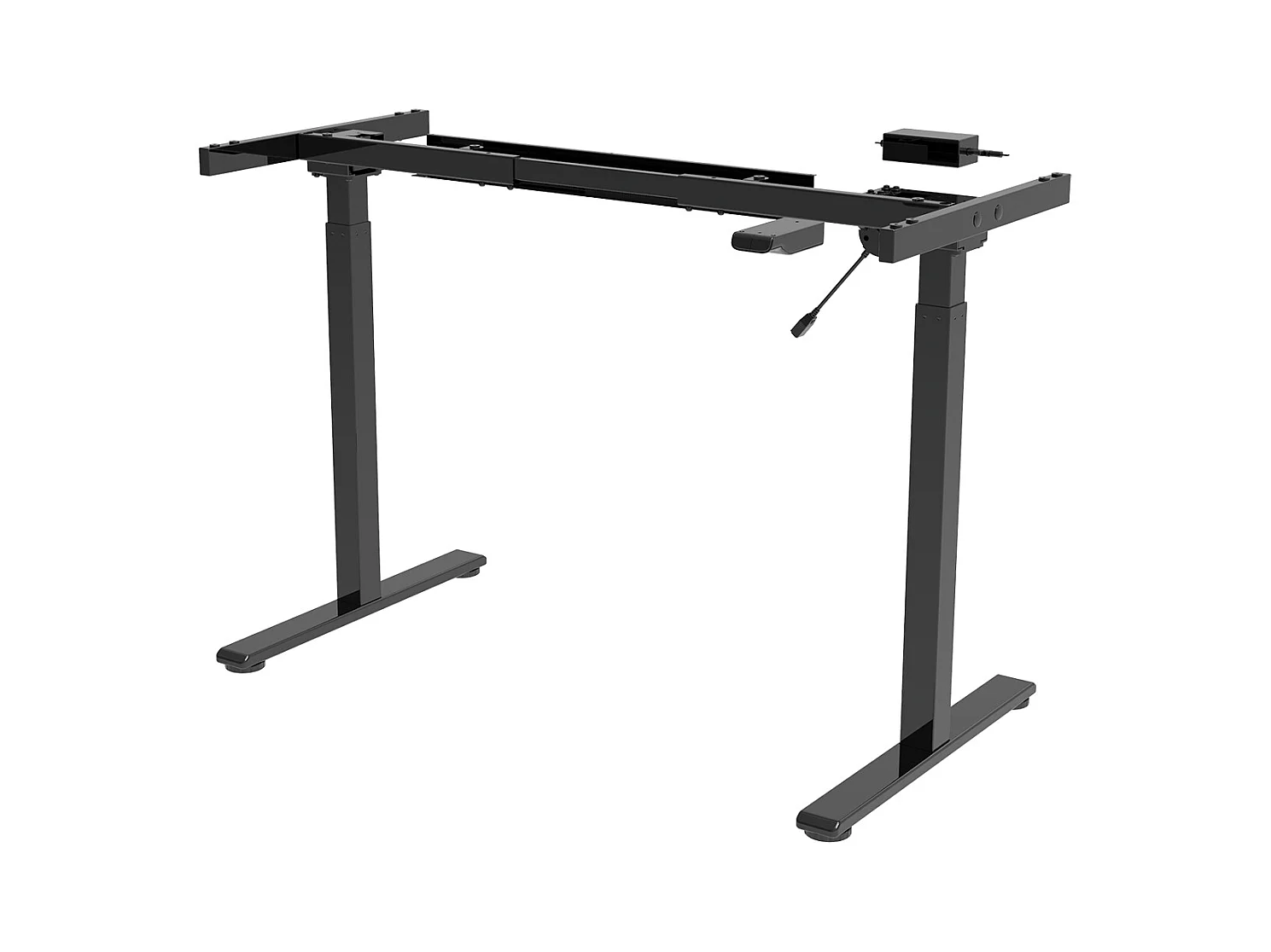 Bureau, meuble du bureau réglable en hauteur en bois et métal noir - longueur 120 x hauteur 72-122 x profondeur 60 cm