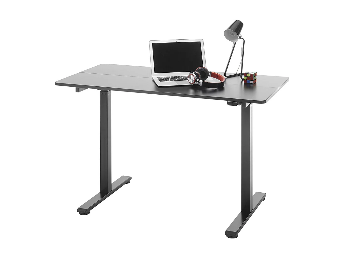 Bureau, meuble du bureau réglable en hauteur en bois et métal noir - longueur 120 x hauteur 72-122 x profondeur 60 cm