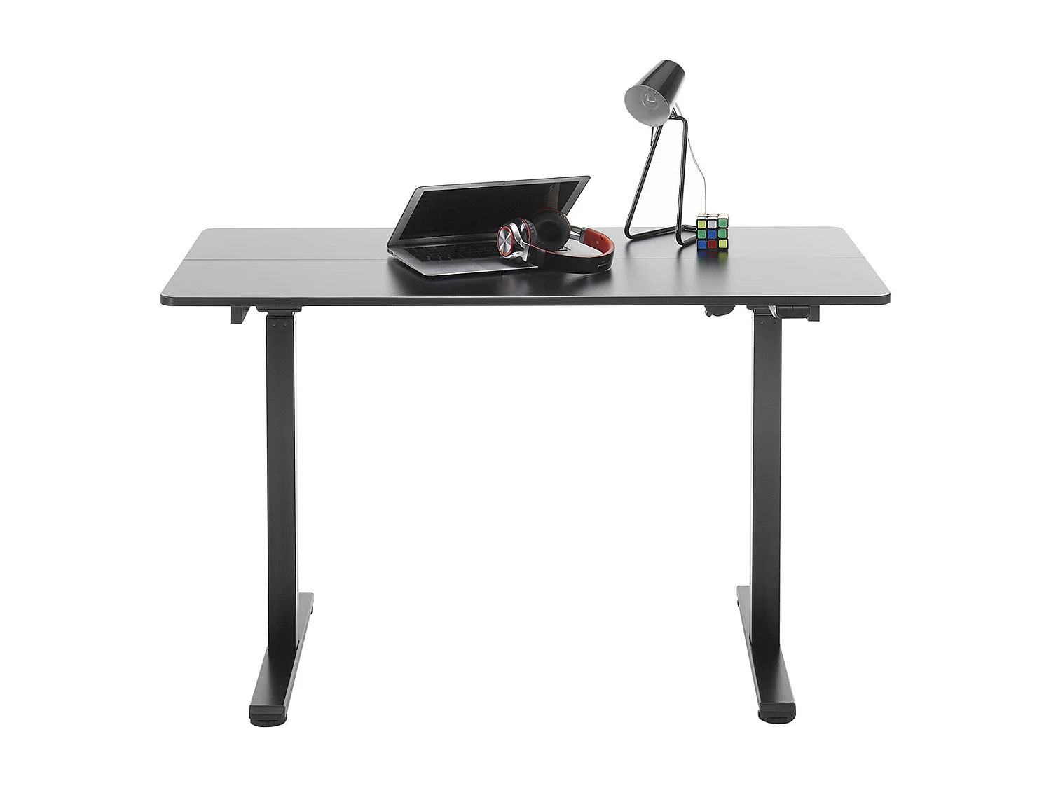 Bureau, meuble du bureau réglable en hauteur en bois et métal noir - longueur 120 x hauteur 72-122 x profondeur 60 cm