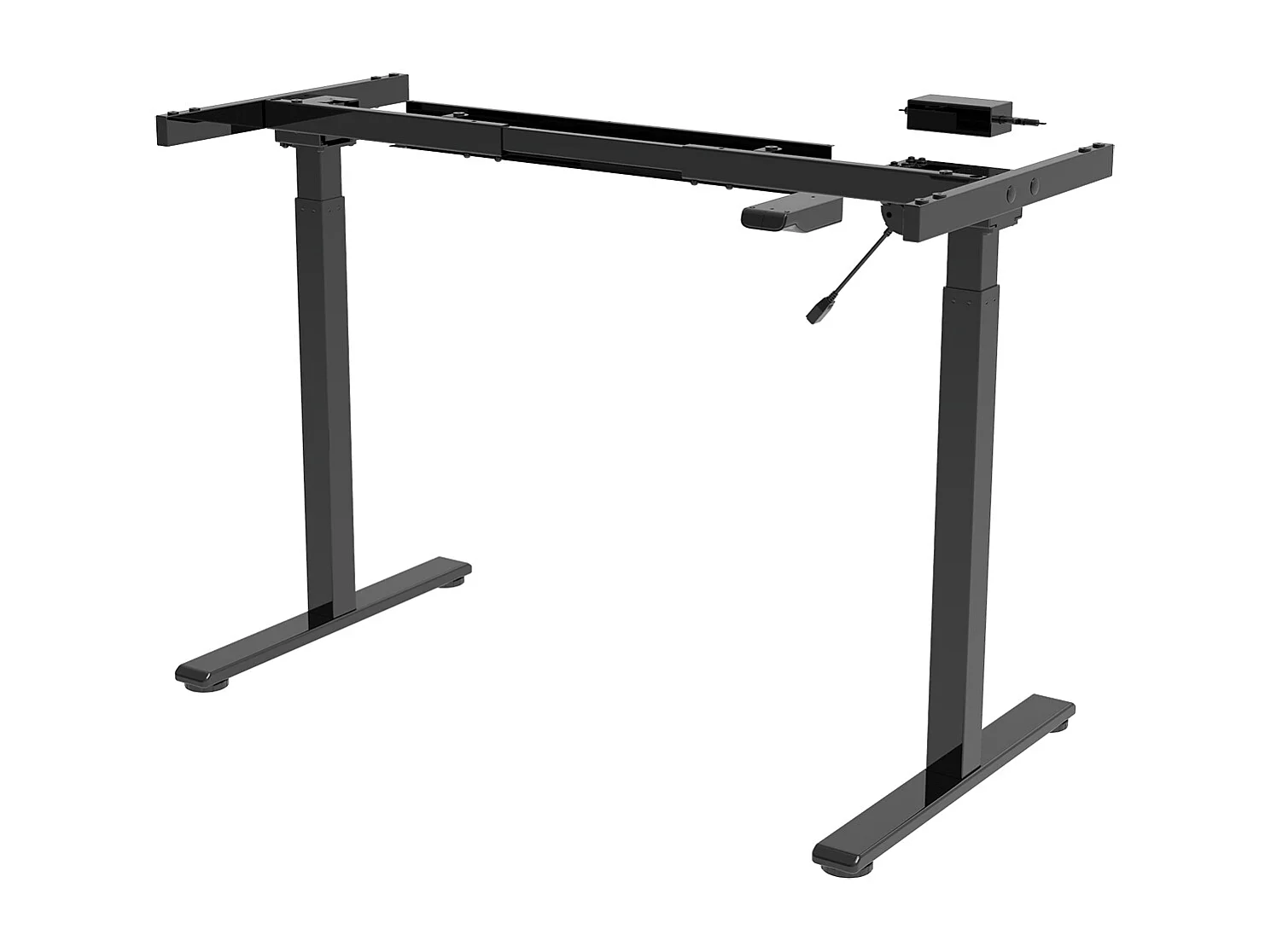 Bureau, meuble du bureau réglable en hauteur en bois et métal noir - longueur 120 x hauteur 72-122 x profondeur 60 cm