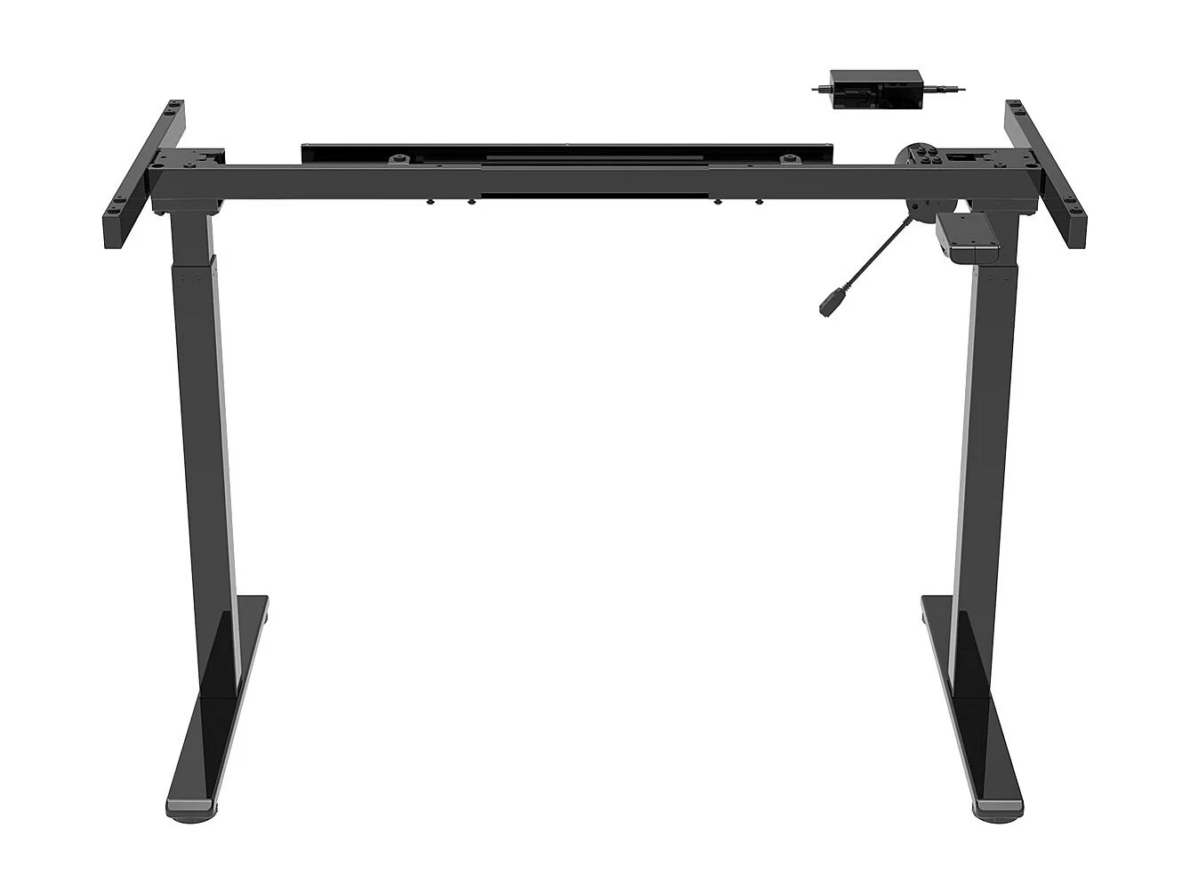 Bureau, meuble du bureau réglable en hauteur en bois et métal noir - longueur 120 x hauteur 72-122 x profondeur 60 cm