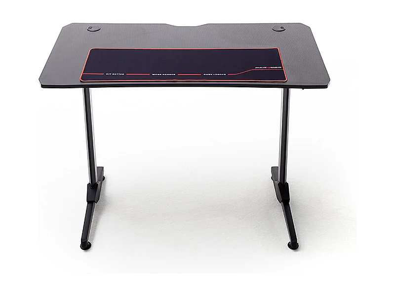 Table de bureau gamer, table de jeu en bois imitation carbone coloris noir / pieds en métal - Longueur 110 x Hauteur 75 x Profondeur 60 cm