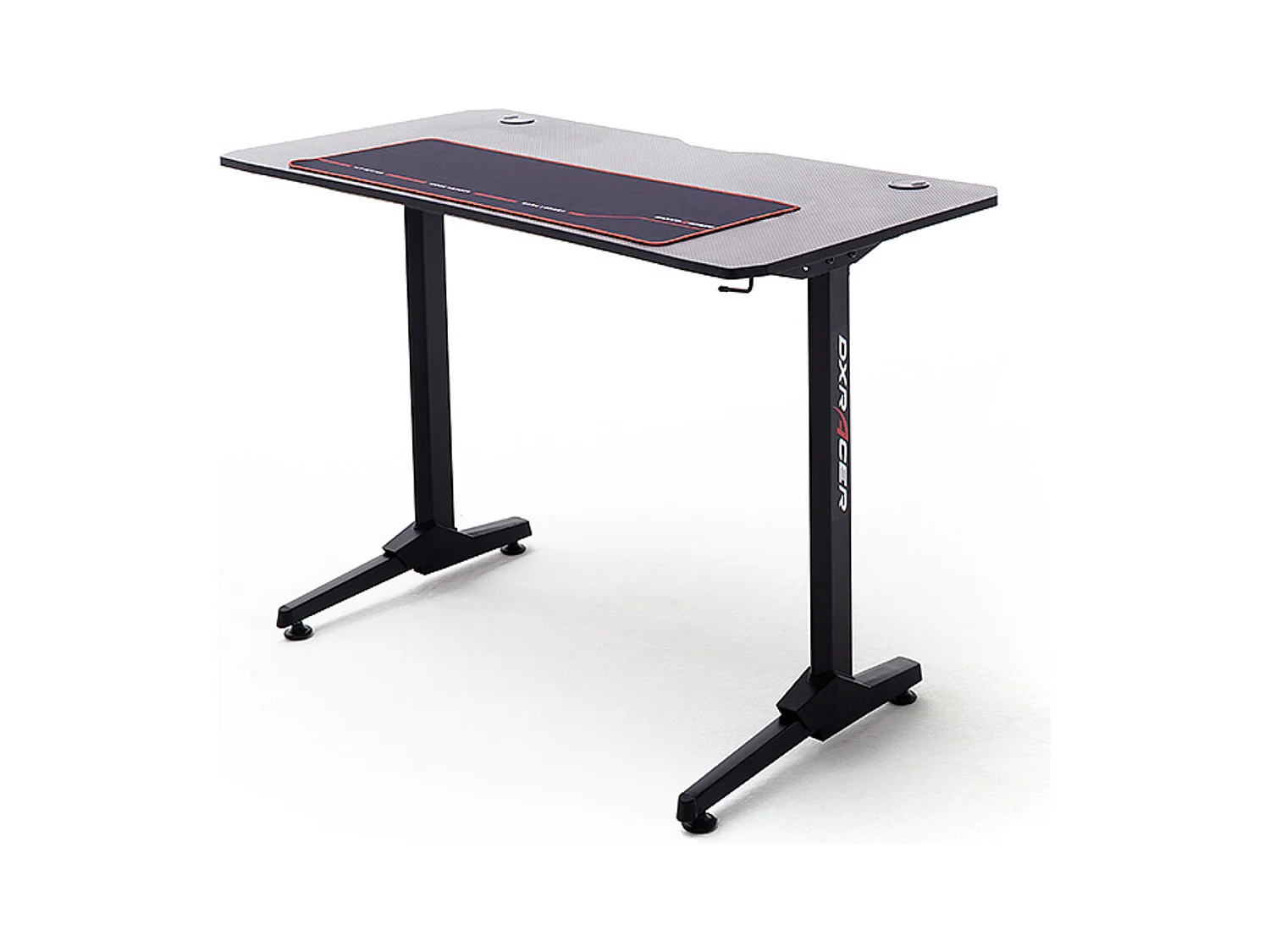 Table de bureau gamer, table de jeu en bois imitation carbone coloris noir / pieds en métal - Longueur 110 x Hauteur 75 x Profondeur 60 cm