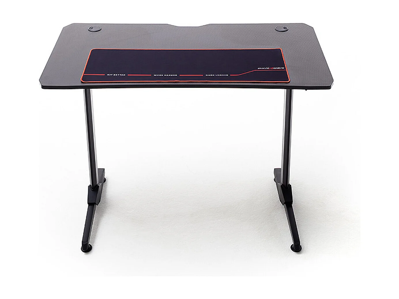 Table de bureau gamer, table de jeu en bois imitation carbone coloris noir / pieds en métal - Longueur 110 x Hauteur 75 x Profondeur 60 cm