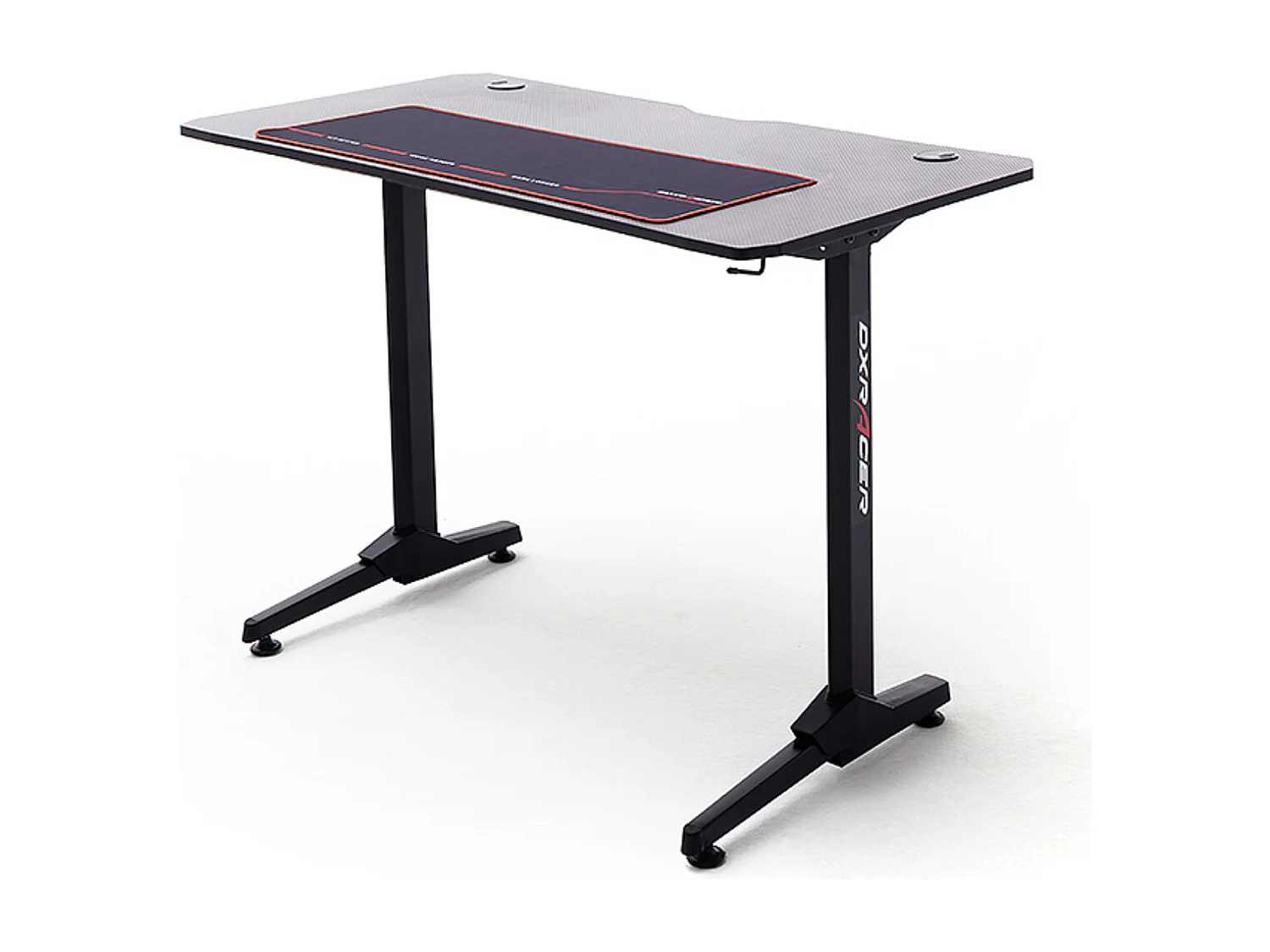 Table de bureau gamer, table de jeu en bois imitation carbone coloris noir / pieds en métal - Longueur 110 x Hauteur 75 x Profondeur 60 cm