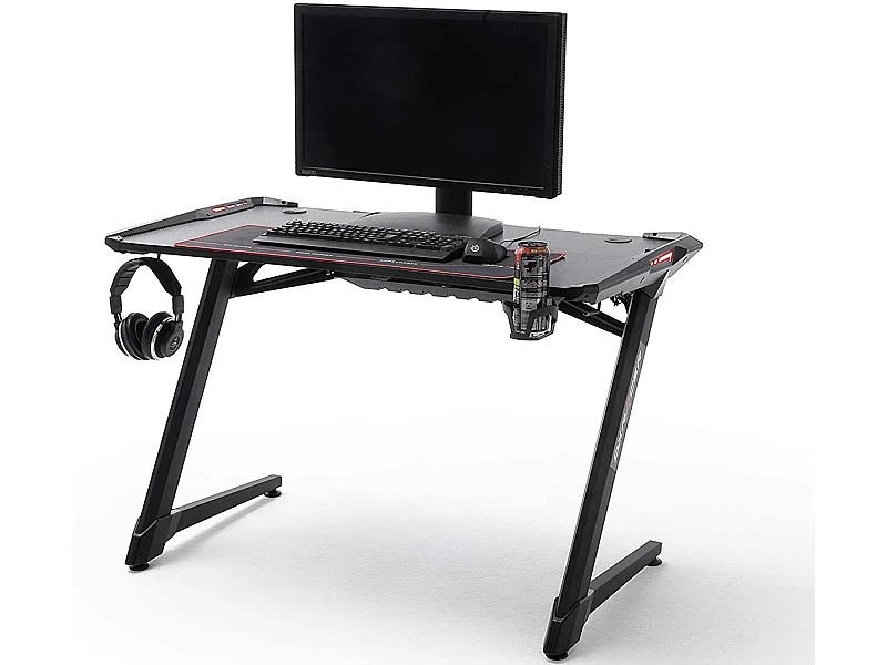 Table de jeu / bureau de jeu à éclairage changeant de couleur LED noir - Longueur 120 x Hauteur 77 x Profondeur 64 cm