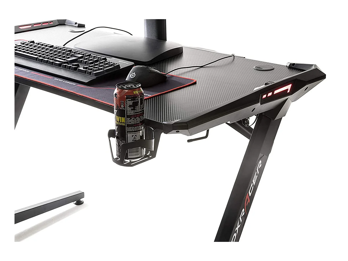 Table de jeu / bureau de jeu à éclairage changeant de couleur LED noir - Longueur 120 x Hauteur 77 x Profondeur 64 cm