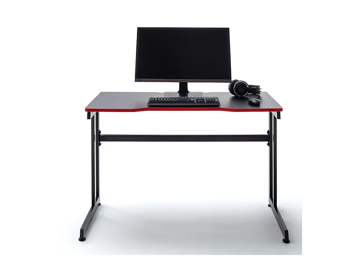 Bureau gamer, table de jeu coloris noir, rouge - Longueur 120 x Hauteur 75 x Profondeur 60 cm