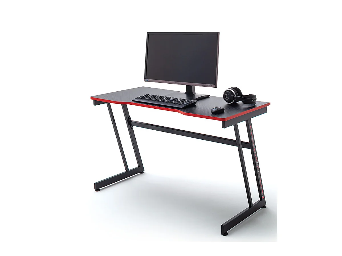 Bureau gamer, table de jeu coloris noir, rouge - Longueur 120 x Hauteur 75 x Profondeur 60 cm