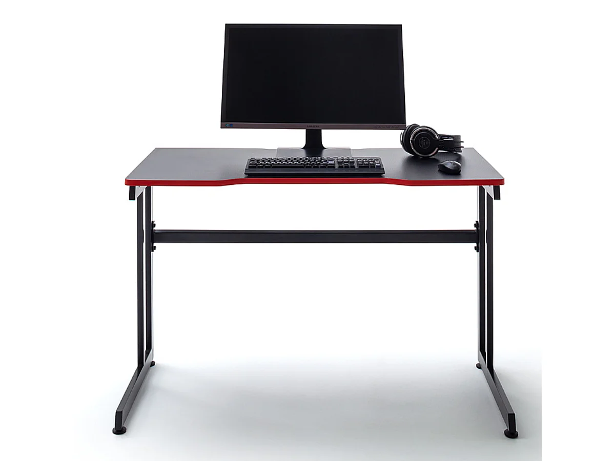 Bureau gamer, table de jeu coloris noir, rouge - Longueur 120 x Hauteur 75 x Profondeur 60 cm
