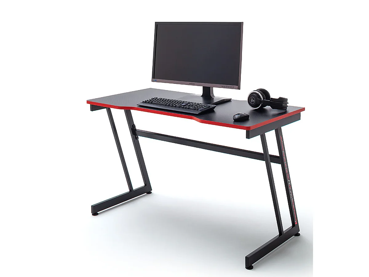 Bureau gamer, table de jeu coloris noir, rouge - Longueur 120 x Hauteur 75 x Profondeur 60 cm
