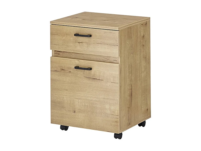 Caisson de bureau coloris chêne et métal noir - Longueur 45 x Hauteur 65 x Profondeur 40 cm