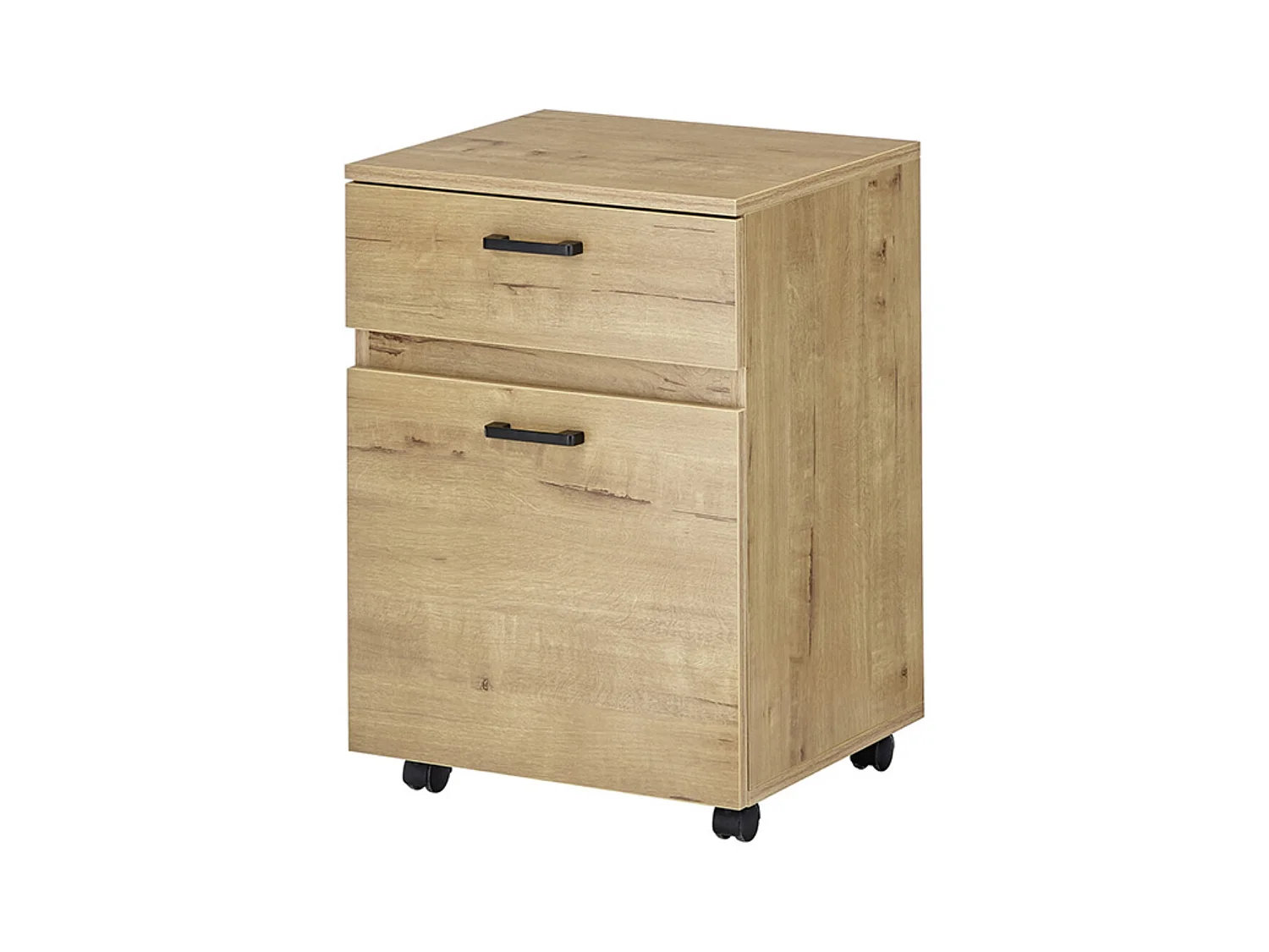 Caisson de bureau coloris chêne et métal noir - Longueur 45 x Hauteur 65 x Profondeur 40 cm