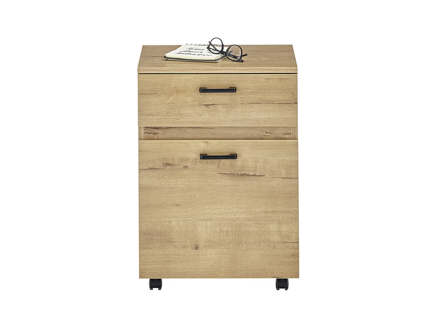 Caisson de bureau coloris chêne et métal noir - Longueur 45 x Hauteur 65 x Profondeur 40 cm