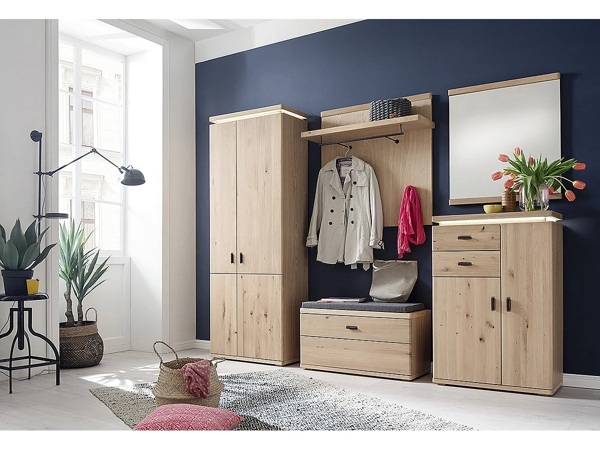 Armoire de rangement en chêne sombre bianco - L.75 x H.204 x P.38 cm