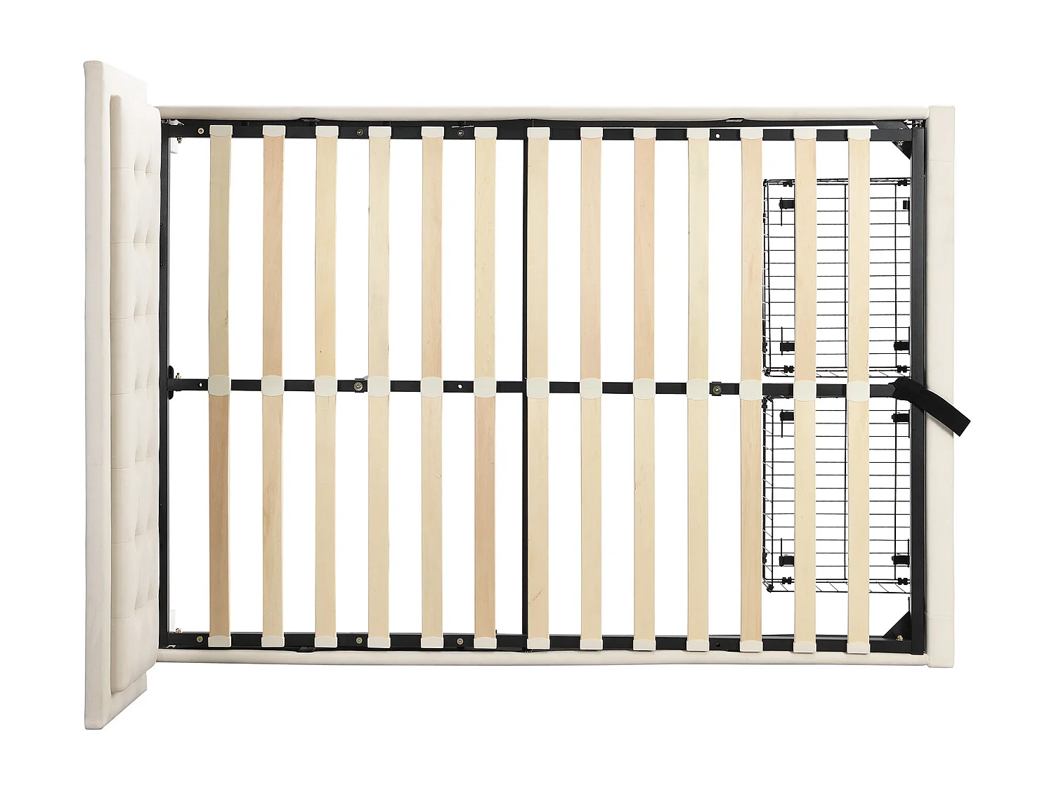 Lit coffre 140x200 cm - Lit adulte avec 2 tiroirs - tête de lit réglable - velours beige - sans matelas