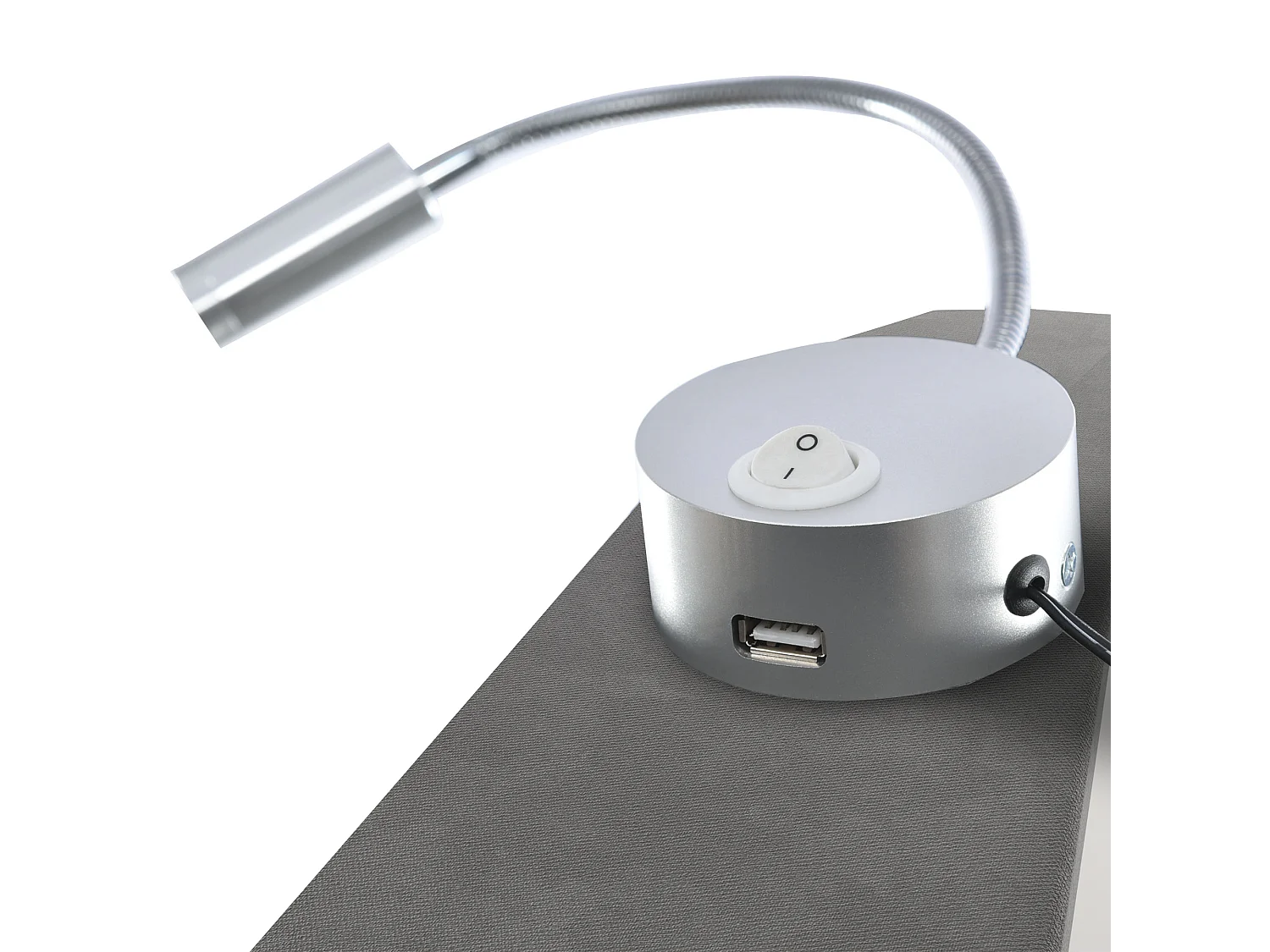 Lit coffre 140x200 cm - Lit adulte avec liseuse et fonction charge - velours gris - sans matelas