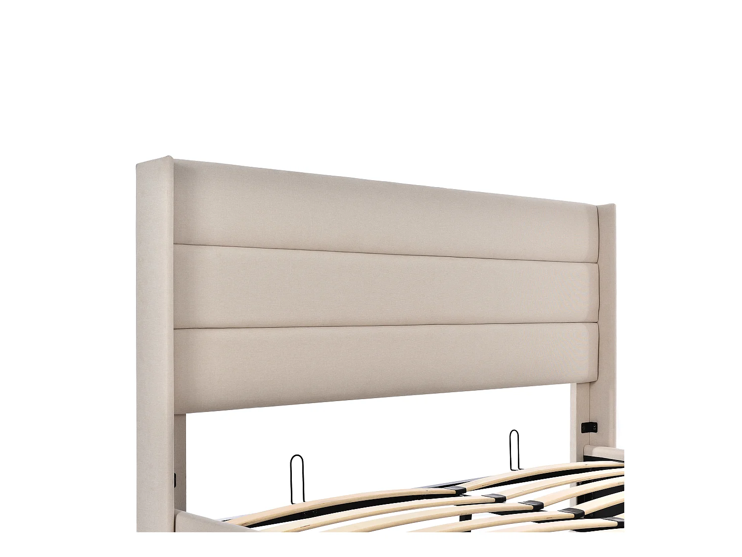 Cama con almacenaje 140x200 cm - Cama para adultos con cabecero y somier - lino beige - sin colchón