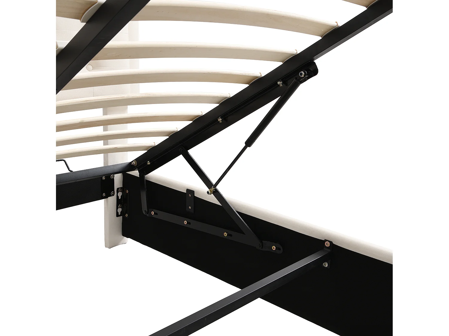 Cama com arrumação 140x190 cm - Cama de adulto com gavetas e cabeceira ajustável - veludo bege - sem colchão