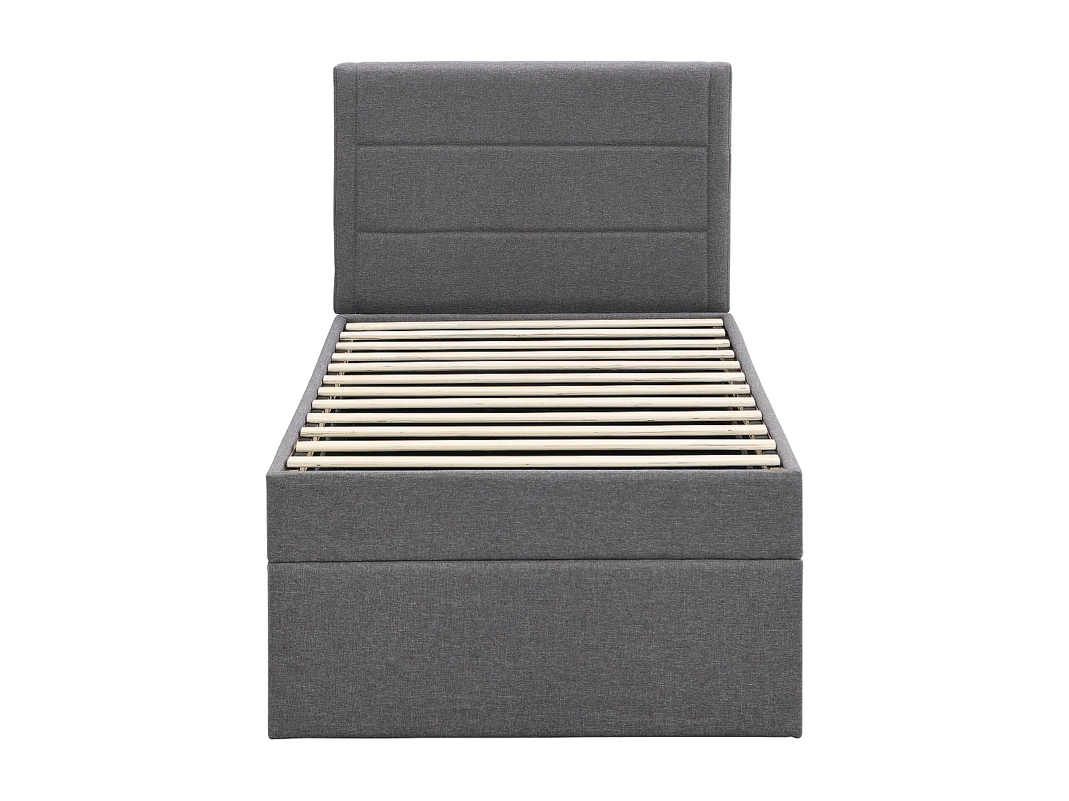 Lit coffre 90x200 cm - Lit enfant avec sommier à lattes - lin gris - sans matelas